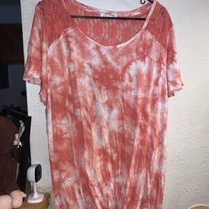 French Laundry Coral Tie-Dye Blouse